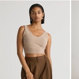 Quince medium mongolian cashmere cropped tank BROWN